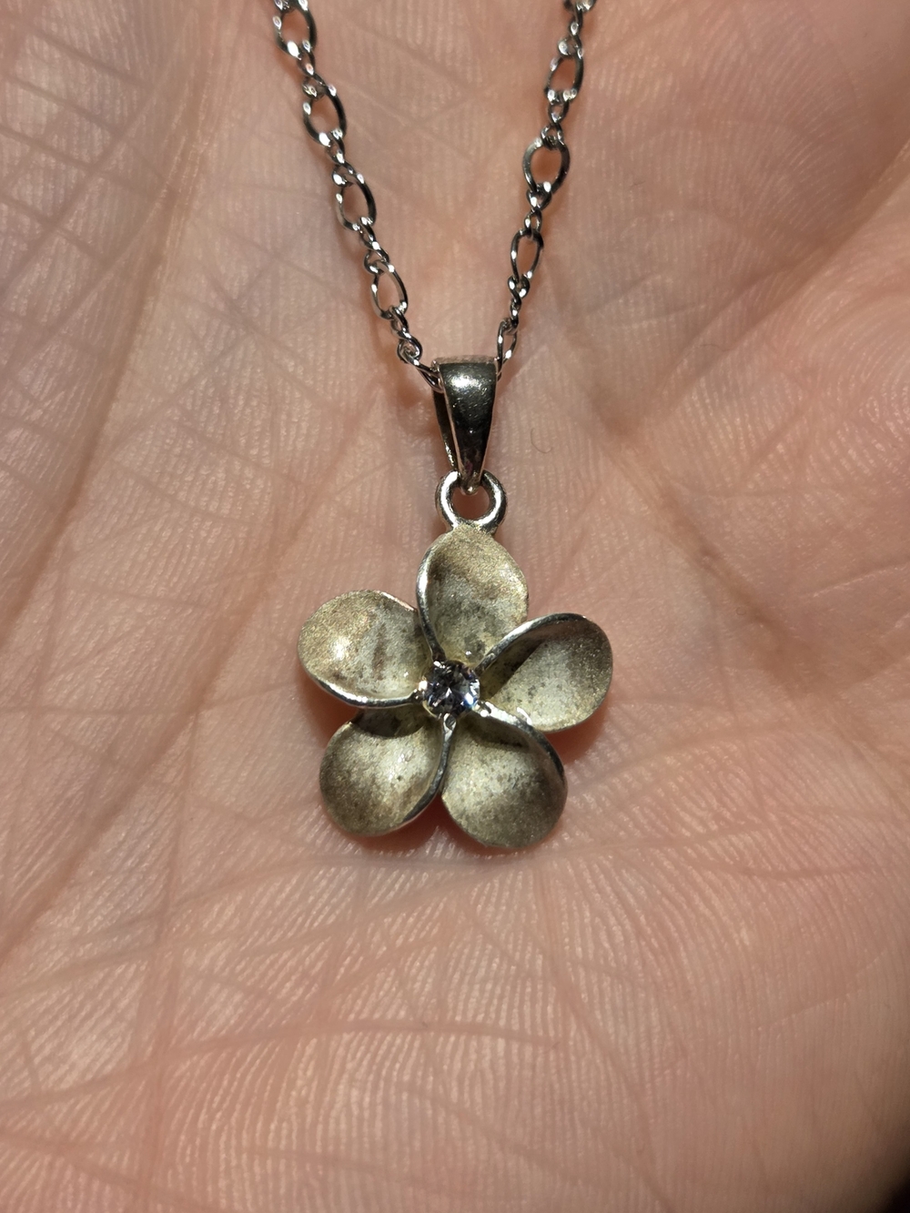 Sterling Silver 925 Flower Pendant Necklace - Vintage Floral Charm